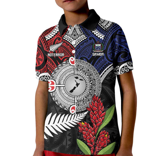 Aotearoa and Samoa Mo Te Tiriti Kid Polo Shirt Tangata Moana Stand with Tangata Whenua