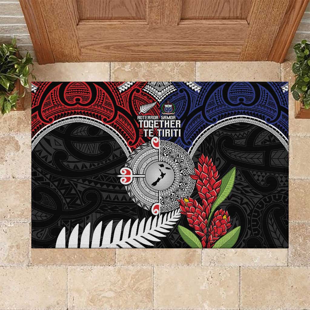 Aotearoa and Samoa Mo Te Tiriti Rubber Doormat Tangata Moana Stand with Tangata Whenua