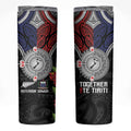 Aotearoa and Samoa Mo Te Tiriti Skinny Tumbler Tangata Moana Stand with Tangata Whenua