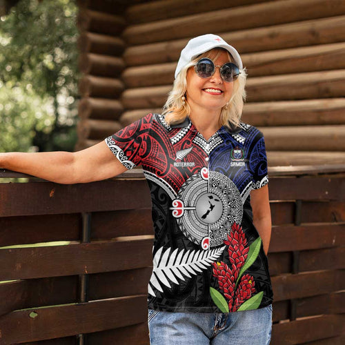 Aotearoa and Samoa Mo Te Tiriti Women Polo Shirt Tangata Moana Stand with Tangata Whenua