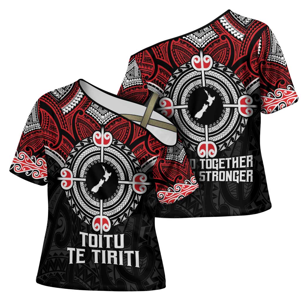 Aotearoa Proud To Be Maori Cross Shoulder Shirt New Zealand Fight Together - Aussie Hoodie