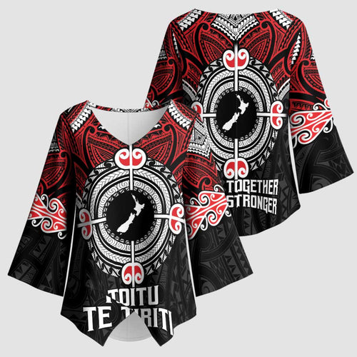 Aotearoa Proud To Be Maori Kimono Sleeve Blouse New Zealand Fight Together - Aussie Hoodie