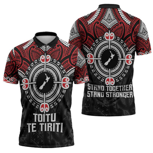 Aotearoa Proud To Be Maori Zipper Polo Shirt New Zealand Fight Together - Aussie Hoodie