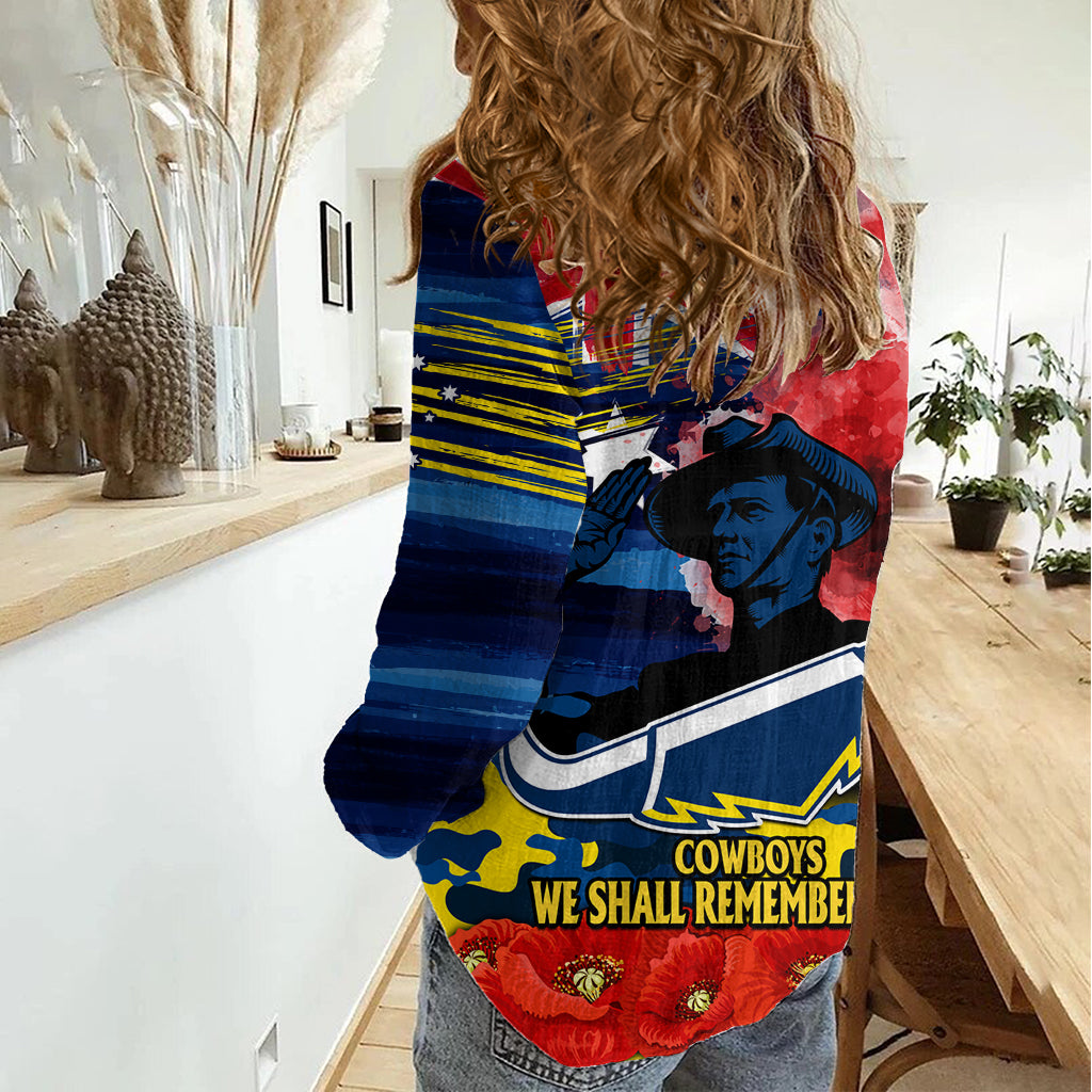 ANZAC Cowboys Rugby Women Casual Shirt We Shall Remember LT9