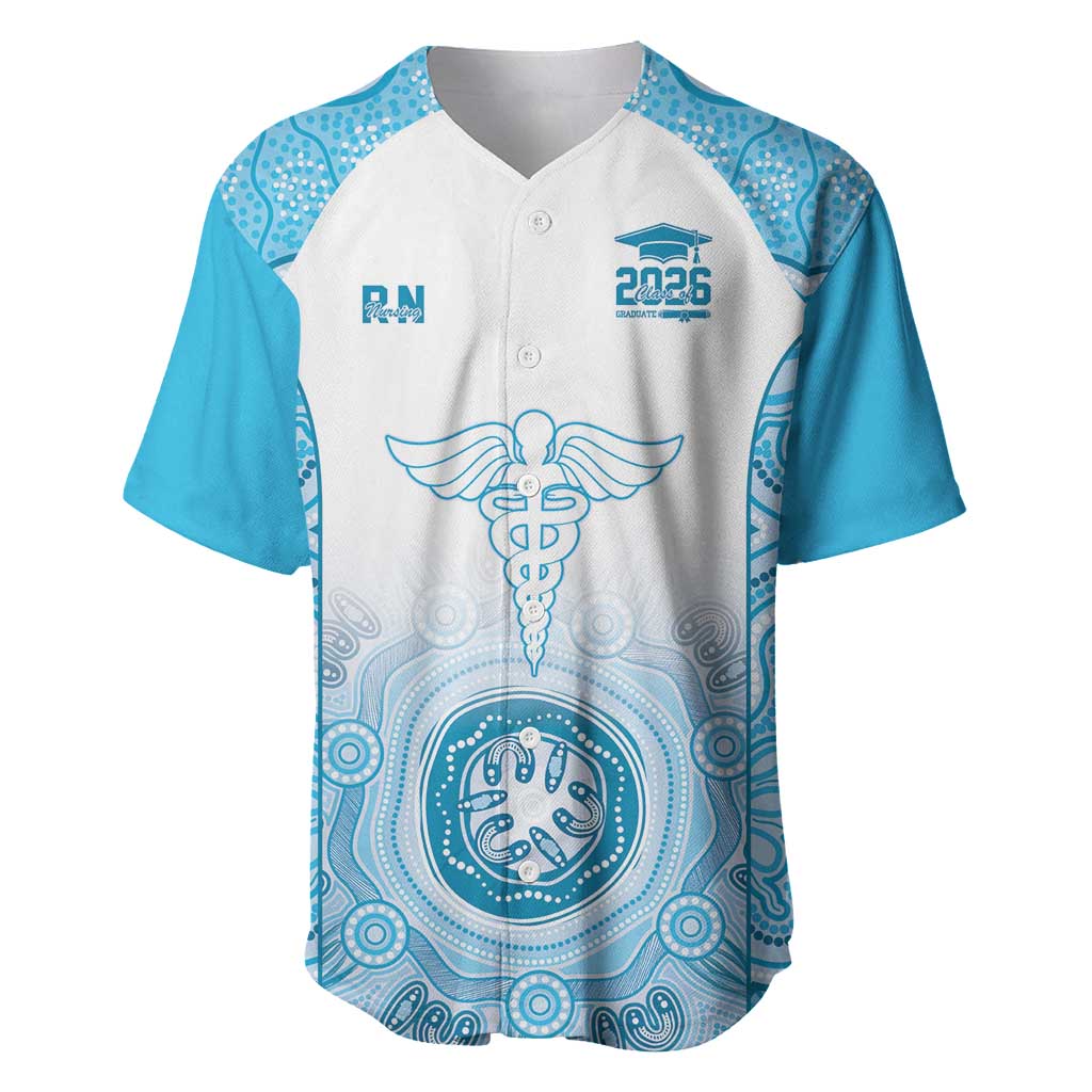 Aussie Nurse RN 2026 Personalised Baseball Jersey Blue Aboriginal Art Pattern Cultural Pride