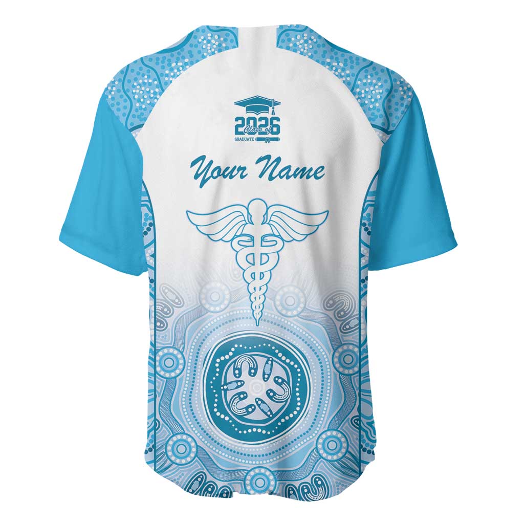 Aussie Nurse RN 2026 Personalised Baseball Jersey Blue Aboriginal Art Pattern Cultural Pride