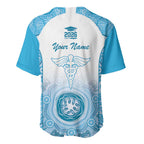Aussie Nurse RN 2026 Personalised Baseball Jersey Blue Aboriginal Art Pattern Cultural Pride