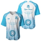 Aussie Nurse RN 2026 Personalised Baseball Jersey Blue Aboriginal Art Pattern Cultural Pride
