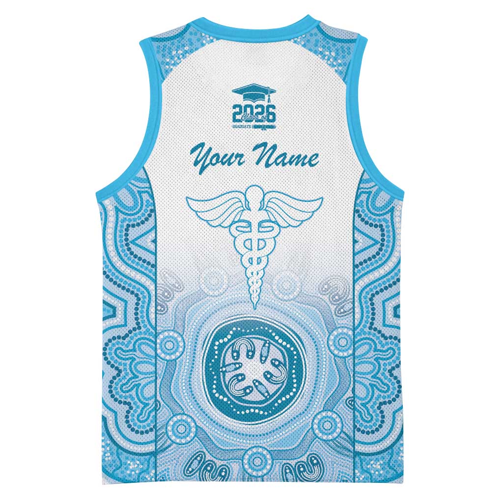 Aussie Nurse RN 2026 Personalised Basketball Jersey Blue Aboriginal Art Pattern Cultural Pride