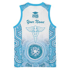 Aussie Nurse RN 2026 Personalised Basketball Jersey Blue Aboriginal Art Pattern Cultural Pride