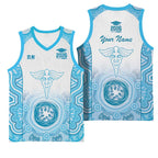 Aussie Nurse RN 2026 Personalised Basketball Jersey Blue Aboriginal Art Pattern Cultural Pride