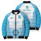 Aussie Nurse RN 2026 Personalised Bomber Puffer Jacket Blue Aboriginal Art Pattern Cultural Pride