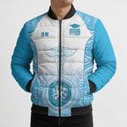 Aussie Nurse RN 2026 Personalised Bomber Puffer Jacket Blue Aboriginal Art Pattern Cultural Pride