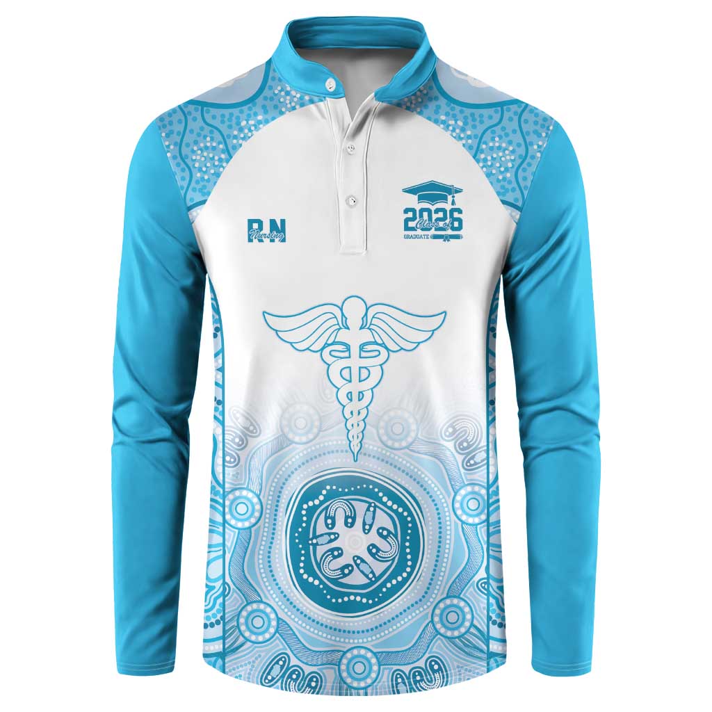 Aussie Nurse RN 2026 Personalised Button Sweatshirt Blue Aboriginal Art Pattern Cultural Pride