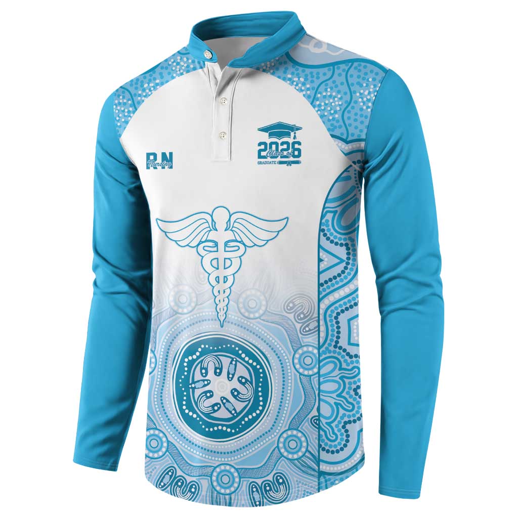 Aussie Nurse RN 2026 Personalised Button Sweatshirt Blue Aboriginal Art Pattern Cultural Pride