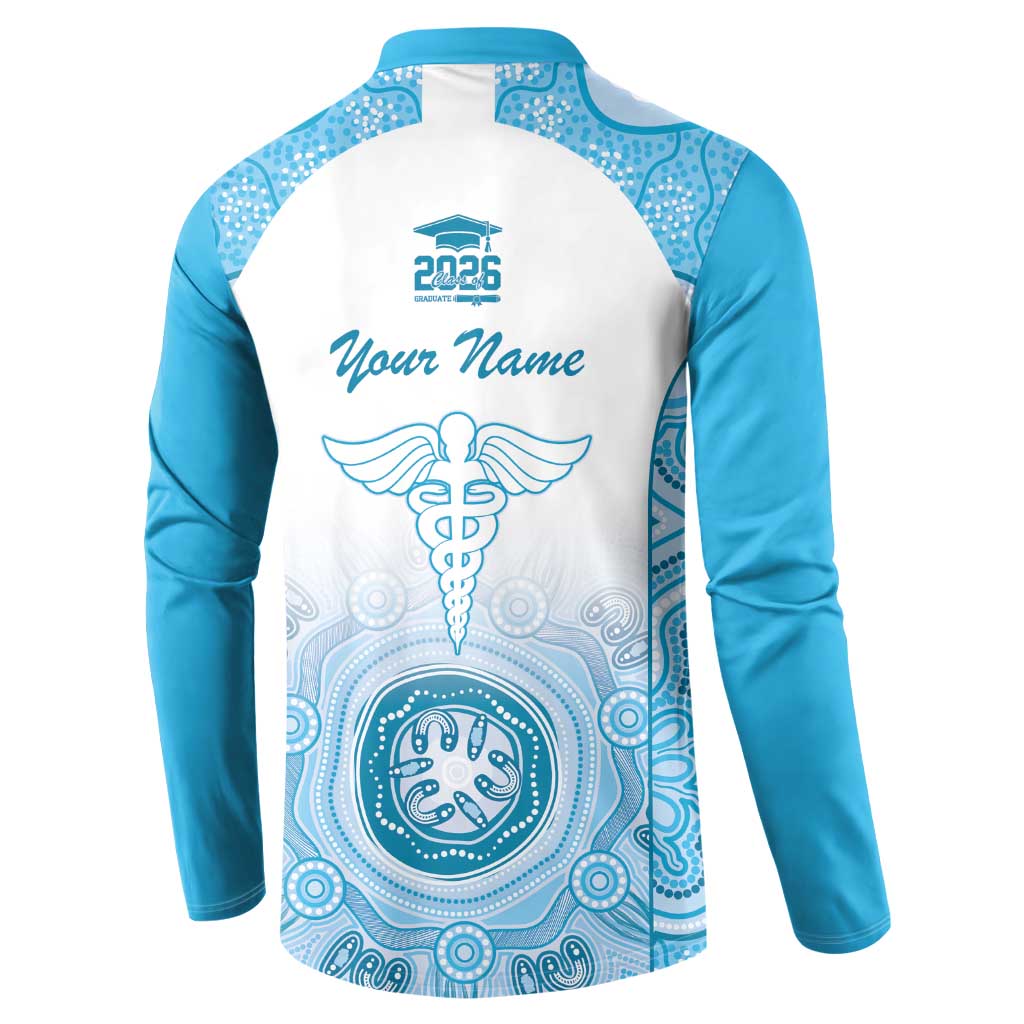 Aussie Nurse RN 2026 Personalised Button Sweatshirt Blue Aboriginal Art Pattern Cultural Pride