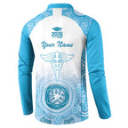 Aussie Nurse RN 2026 Personalised Button Sweatshirt Blue Aboriginal Art Pattern Cultural Pride