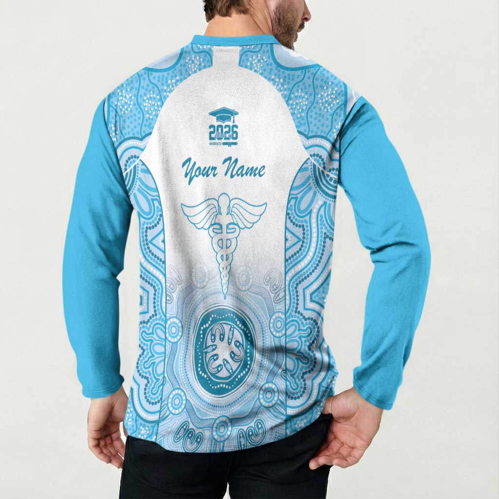 Aussie Nurse RN 2026 Personalised Button Sweatshirt Blue Aboriginal Art Pattern Cultural Pride