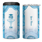 Aussie Nurse RN 2026 Personalised 4 in 1 Can Cooler Tumbler Blue Aboriginal Art Pattern Cultural Pride