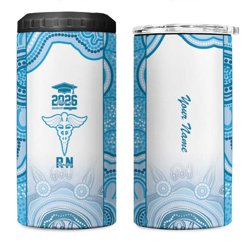 Aussie Nurse RN 2026 Personalised 4 in 1 Can Cooler Tumbler Blue Aboriginal Art Pattern Cultural Pride