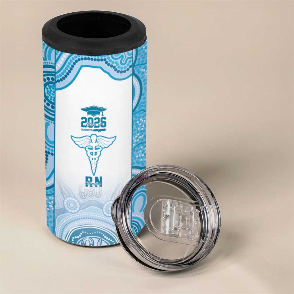 Aussie Nurse RN 2026 Personalised 4 in 1 Can Cooler Tumbler Blue Aboriginal Art Pattern Cultural Pride