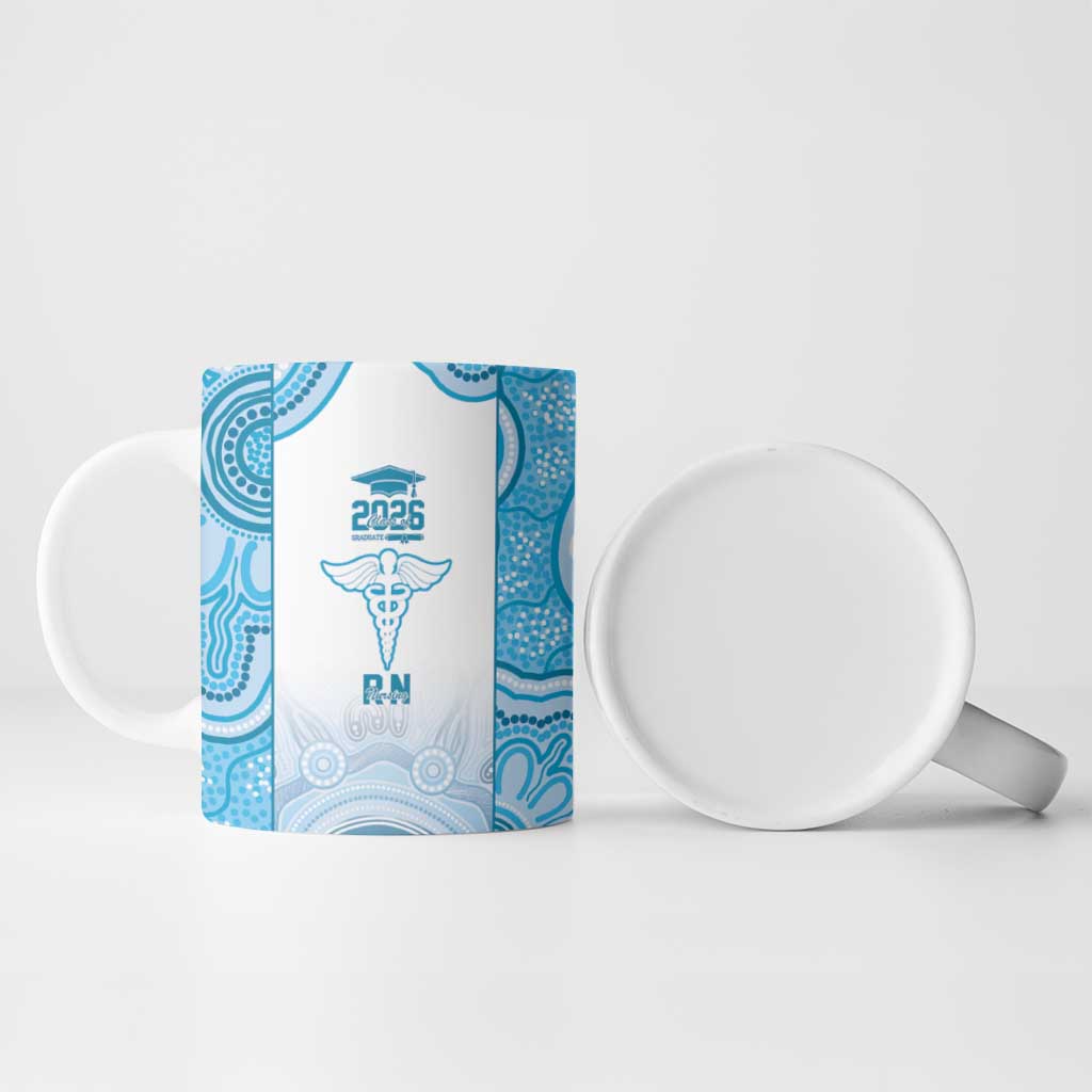 Aussie Nurse RN 2026 Personalised Ceramic Mug Blue Aboriginal Art Pattern Cultural Pride