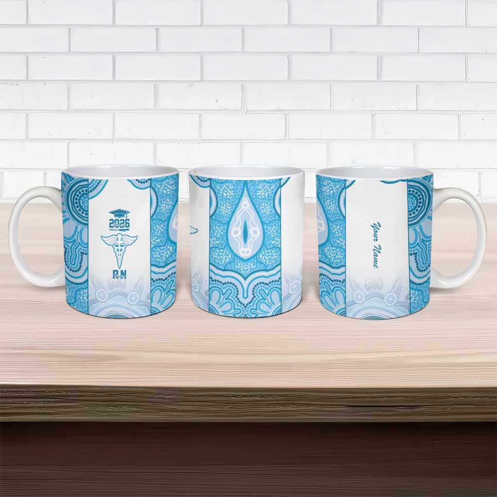 Aussie Nurse RN 2026 Personalised Ceramic Mug Blue Aboriginal Art Pattern Cultural Pride