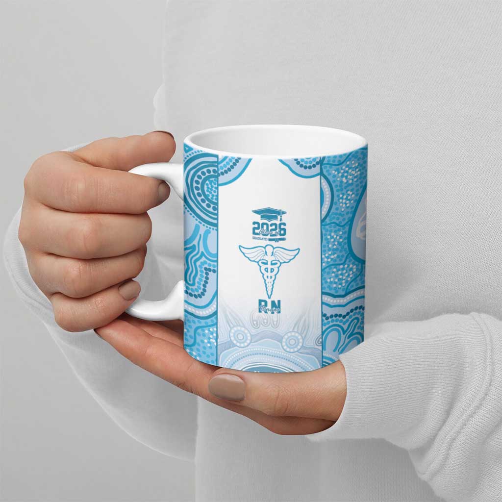 Aussie Nurse RN 2026 Personalised Ceramic Mug Blue Aboriginal Art Pattern Cultural Pride