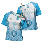 Aussie Nurse RN 2026 Personalised Cross Shoulder Shirt Blue Aboriginal Art Pattern Cultural Pride