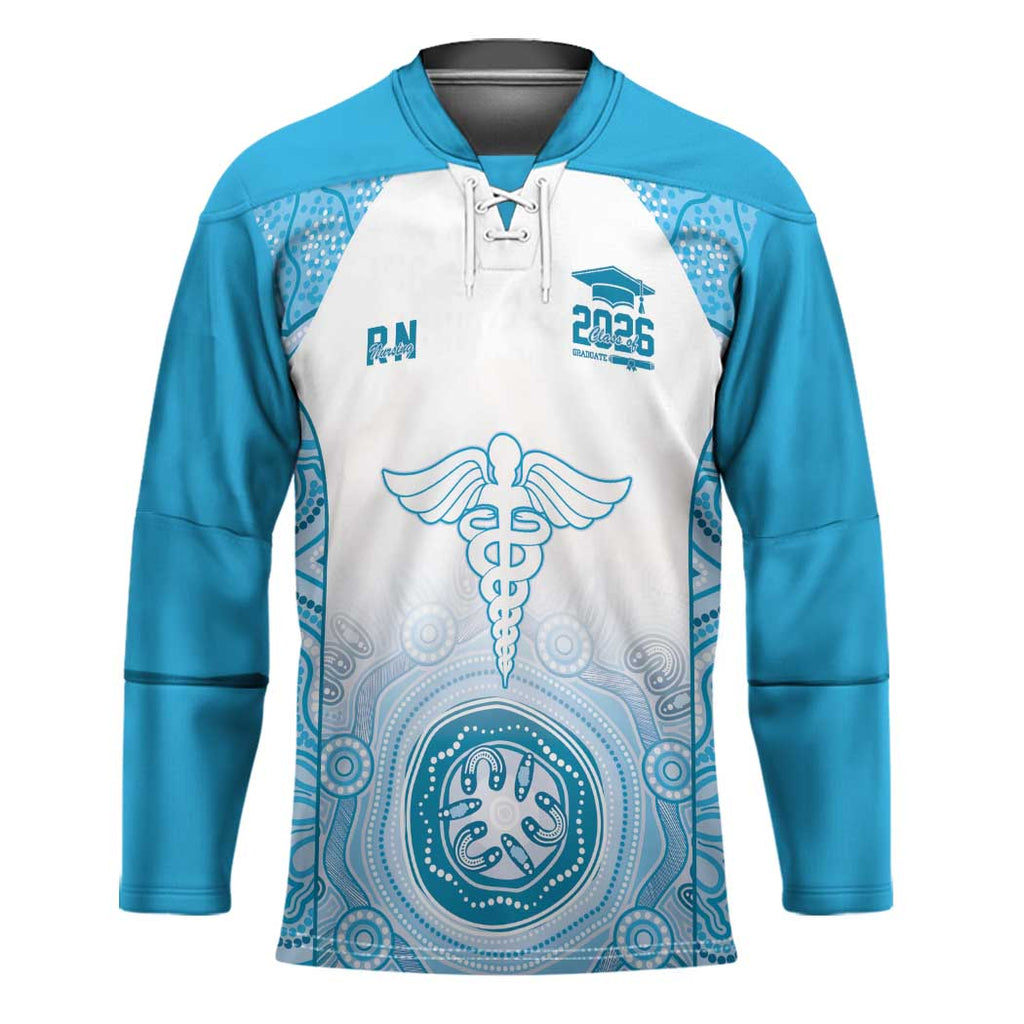Aussie Nurse RN 2026 Personalised Hockey Jersey Blue Aboriginal Art Pattern Cultural Pride