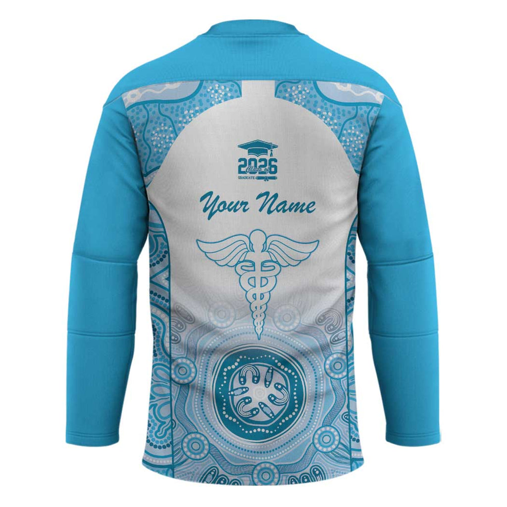 Aussie Nurse RN 2026 Personalised Hockey Jersey Blue Aboriginal Art Pattern Cultural Pride