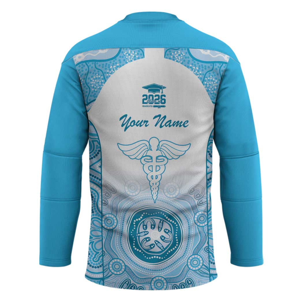 Aussie Nurse RN 2026 Personalised Hockey Jersey Blue Aboriginal Art Pattern Cultural Pride