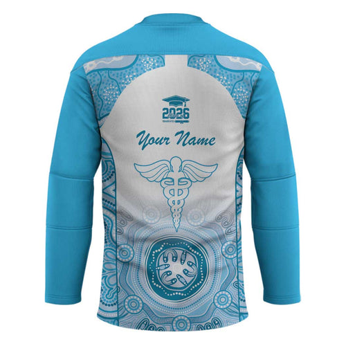 Aussie Nurse RN 2026 Personalised Hockey Jersey Blue Aboriginal Art Pattern Cultural Pride
