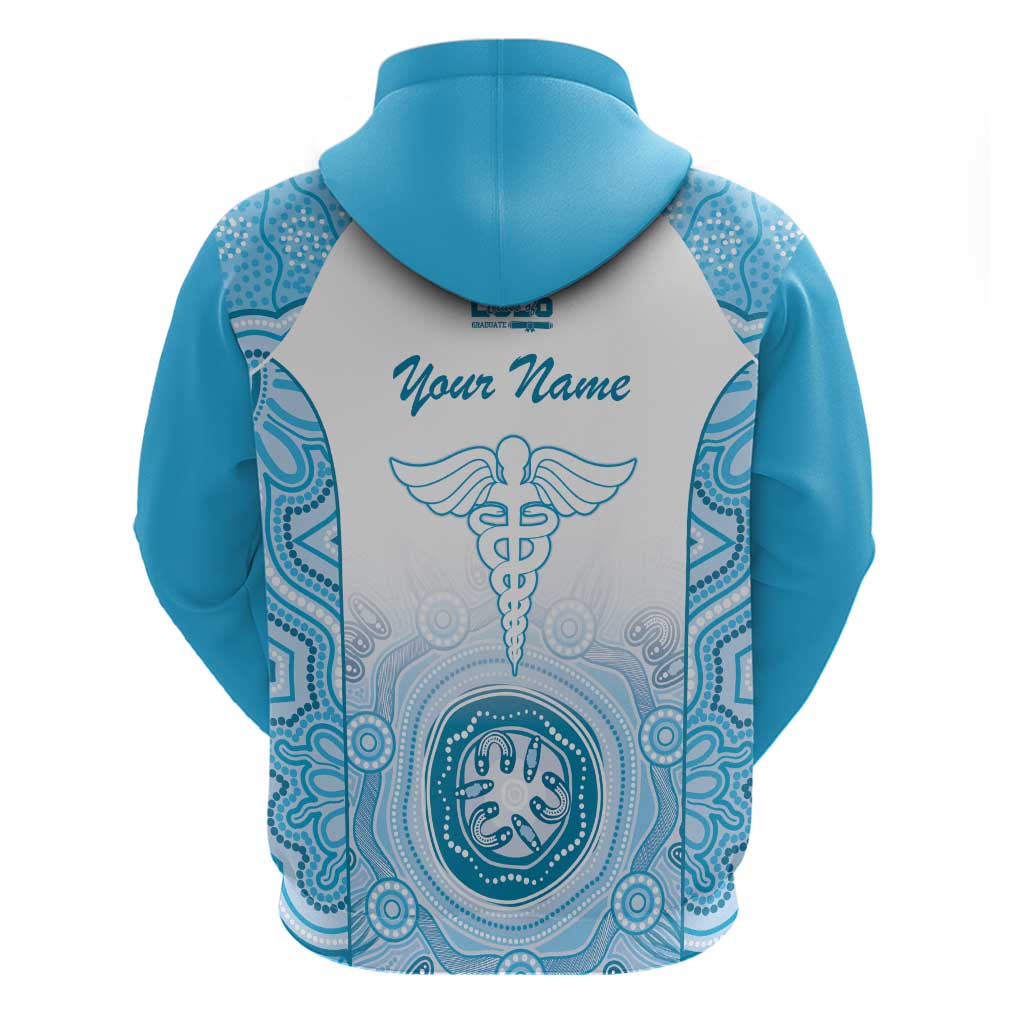 Aussie Nurse RN 2026 Personalised Hoodie Blue Aboriginal Art Pattern Cultural Pride