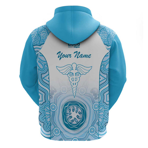 Aussie Nurse RN 2026 Personalised Hoodie Blue Aboriginal Art Pattern Cultural Pride