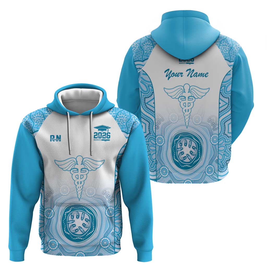 Aussie Nurse RN 2026 Personalised Hoodie Blue Aboriginal Art Pattern Cultural Pride