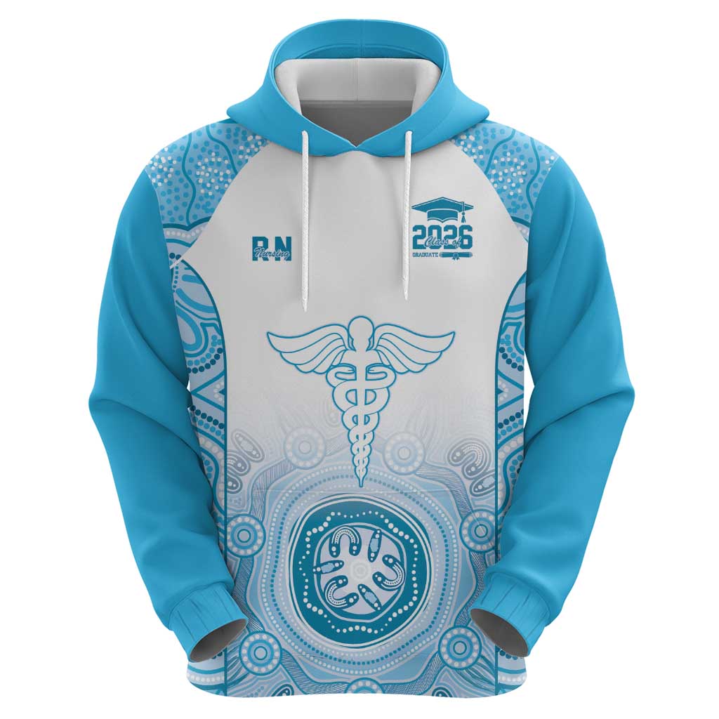 Aussie Nurse RN 2026 Personalised Hoodie Blue Aboriginal Art Pattern Cultural Pride
