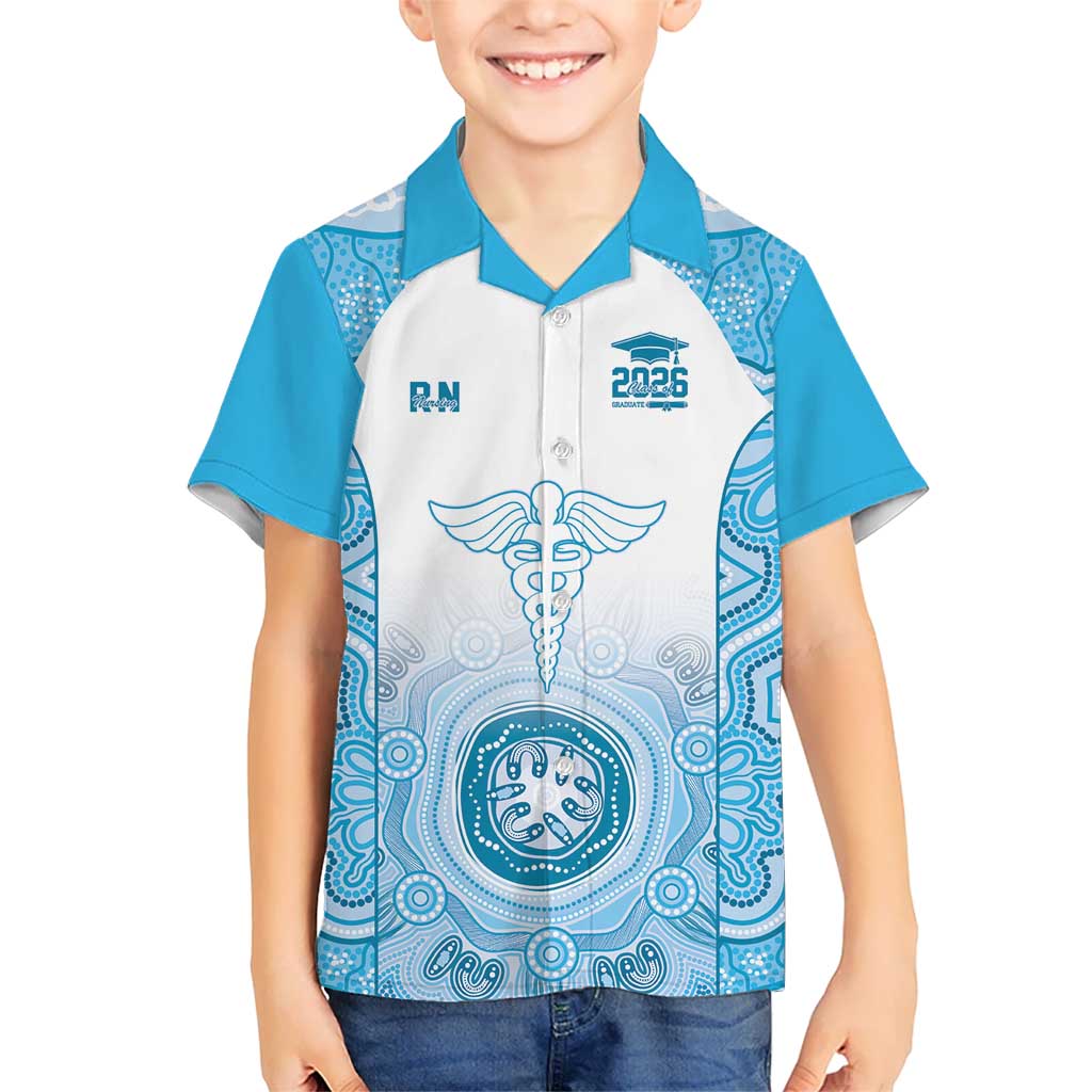 Aussie Nurse RN 2026 Personalised Kid Hawaiian Shirt Blue Aboriginal Art Pattern Cultural Pride