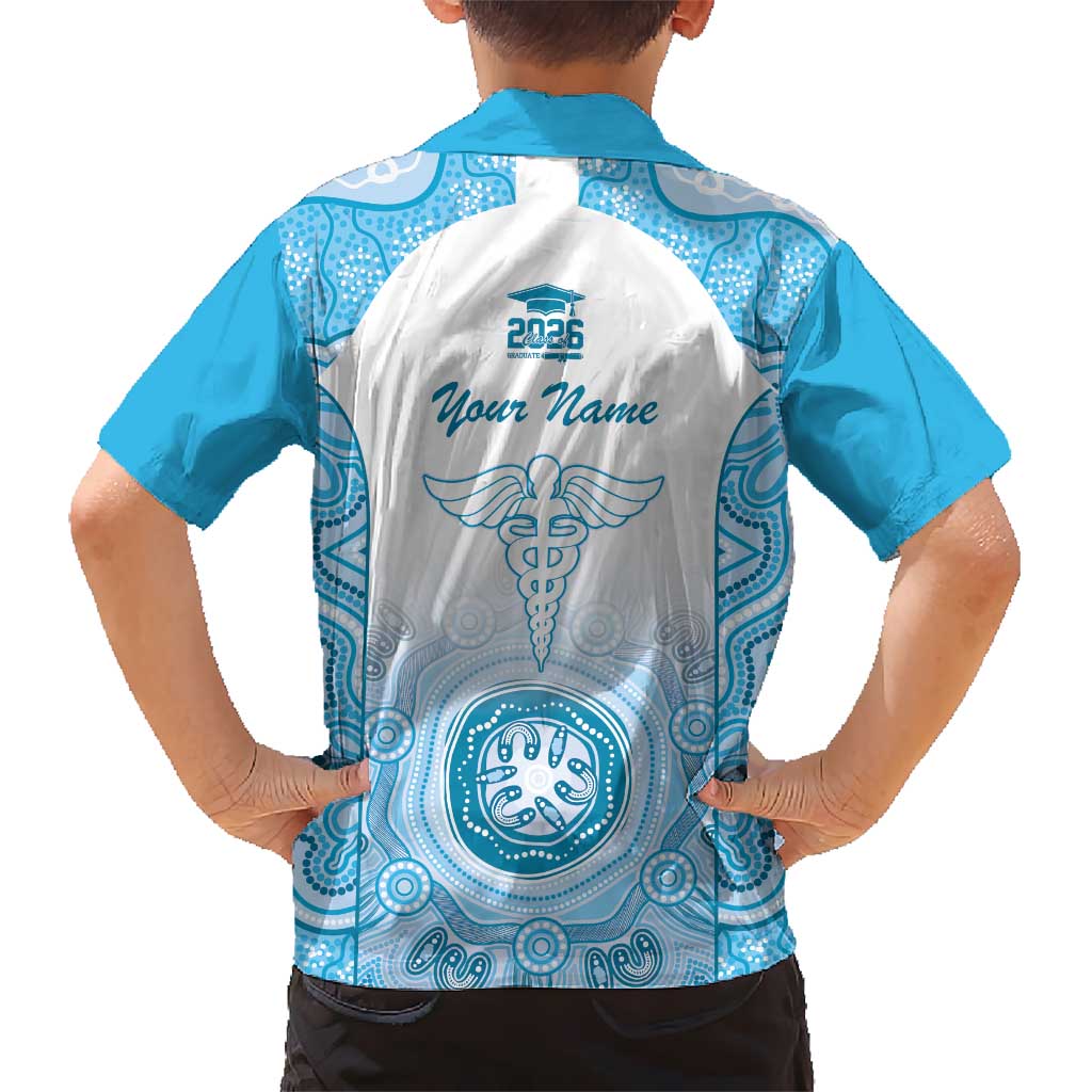 Aussie Nurse RN 2026 Personalised Kid Hawaiian Shirt Blue Aboriginal Art Pattern Cultural Pride