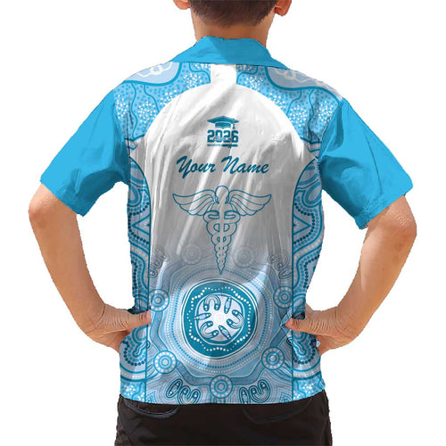 Aussie Nurse RN 2026 Personalised Kid Hawaiian Shirt Blue Aboriginal Art Pattern Cultural Pride