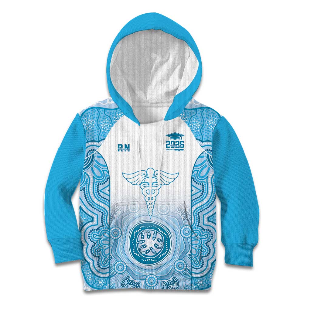 Aussie Nurse RN 2026 Personalised Kid Hoodie Blue Aboriginal Art Pattern Cultural Pride