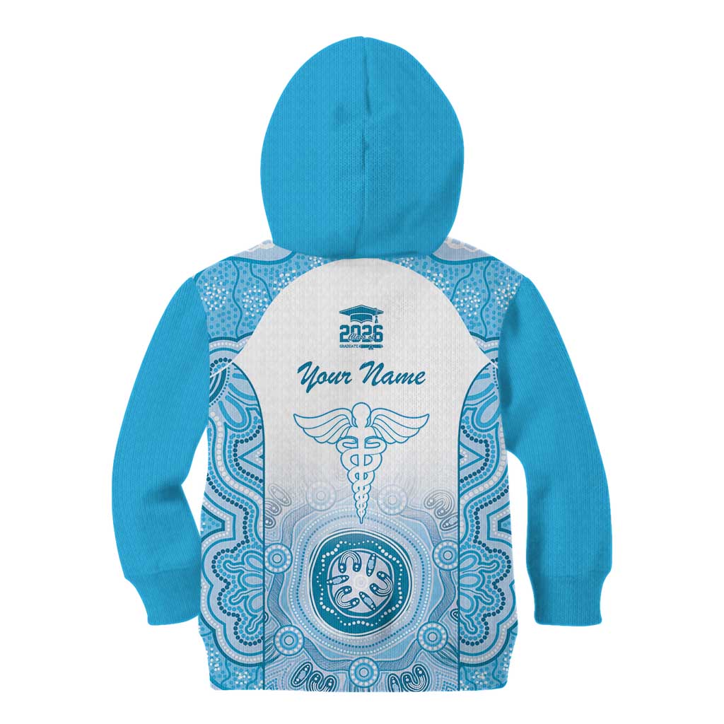 Aussie Nurse RN 2026 Personalised Kid Hoodie Blue Aboriginal Art Pattern Cultural Pride