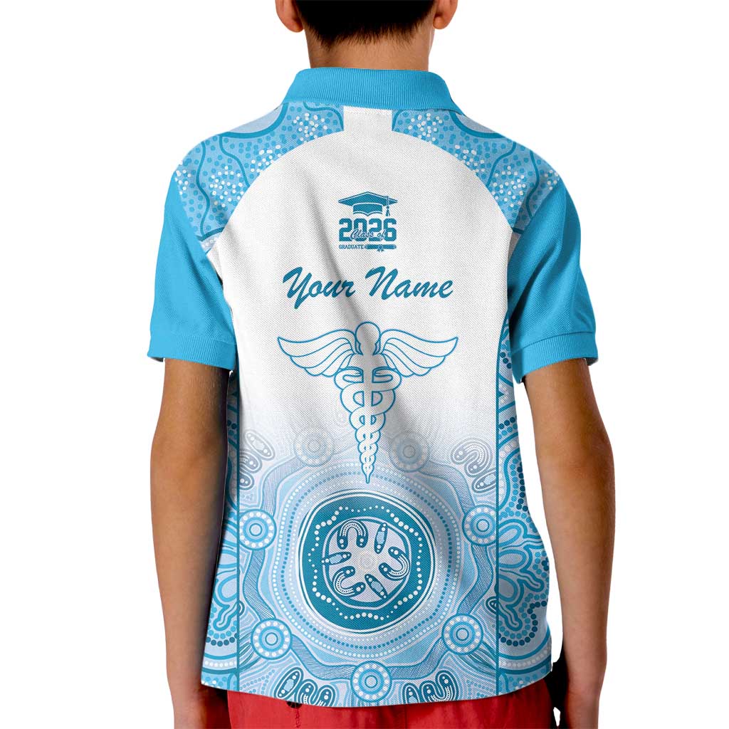 Aussie Nurse RN 2026 Personalised Kid Polo Shirt Blue Aboriginal Art Pattern Cultural Pride