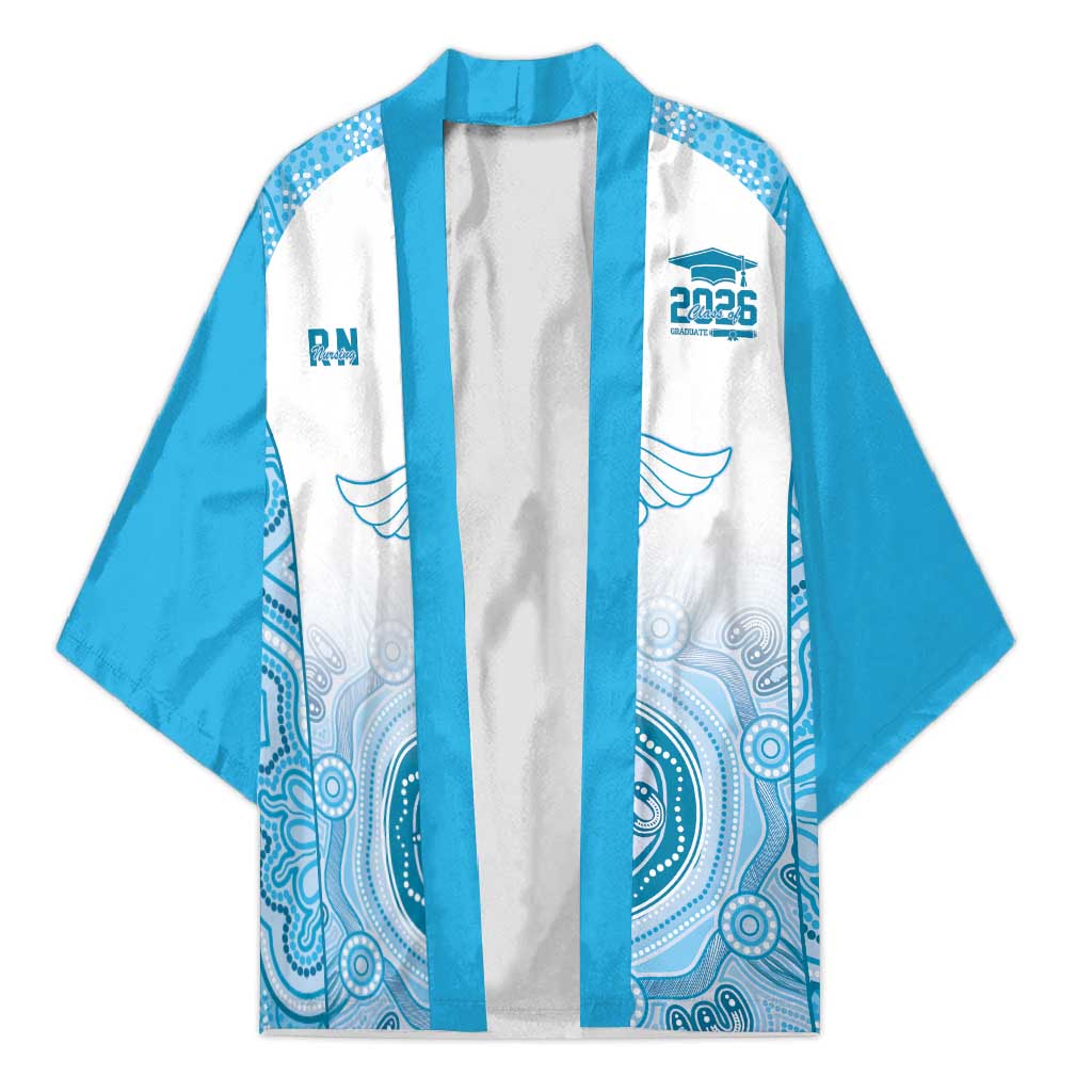 Aussie Nurse RN 2026 Personalised Kimono Blue Aboriginal Art Pattern Cultural Pride