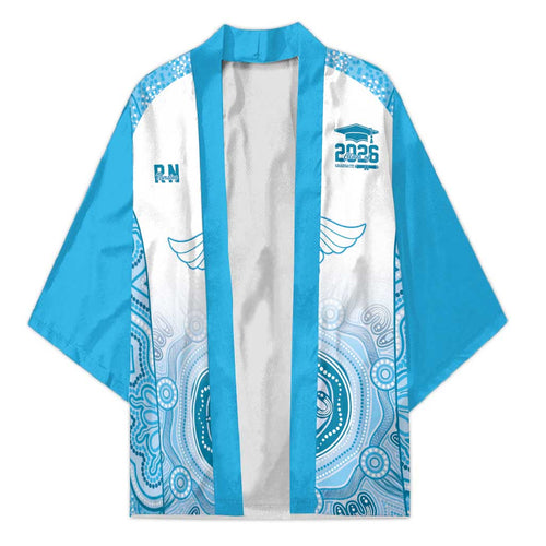 Aussie Nurse RN 2026 Personalised Kimono Blue Aboriginal Art Pattern Cultural Pride