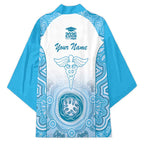 Aussie Nurse RN 2026 Personalised Kimono Blue Aboriginal Art Pattern Cultural Pride