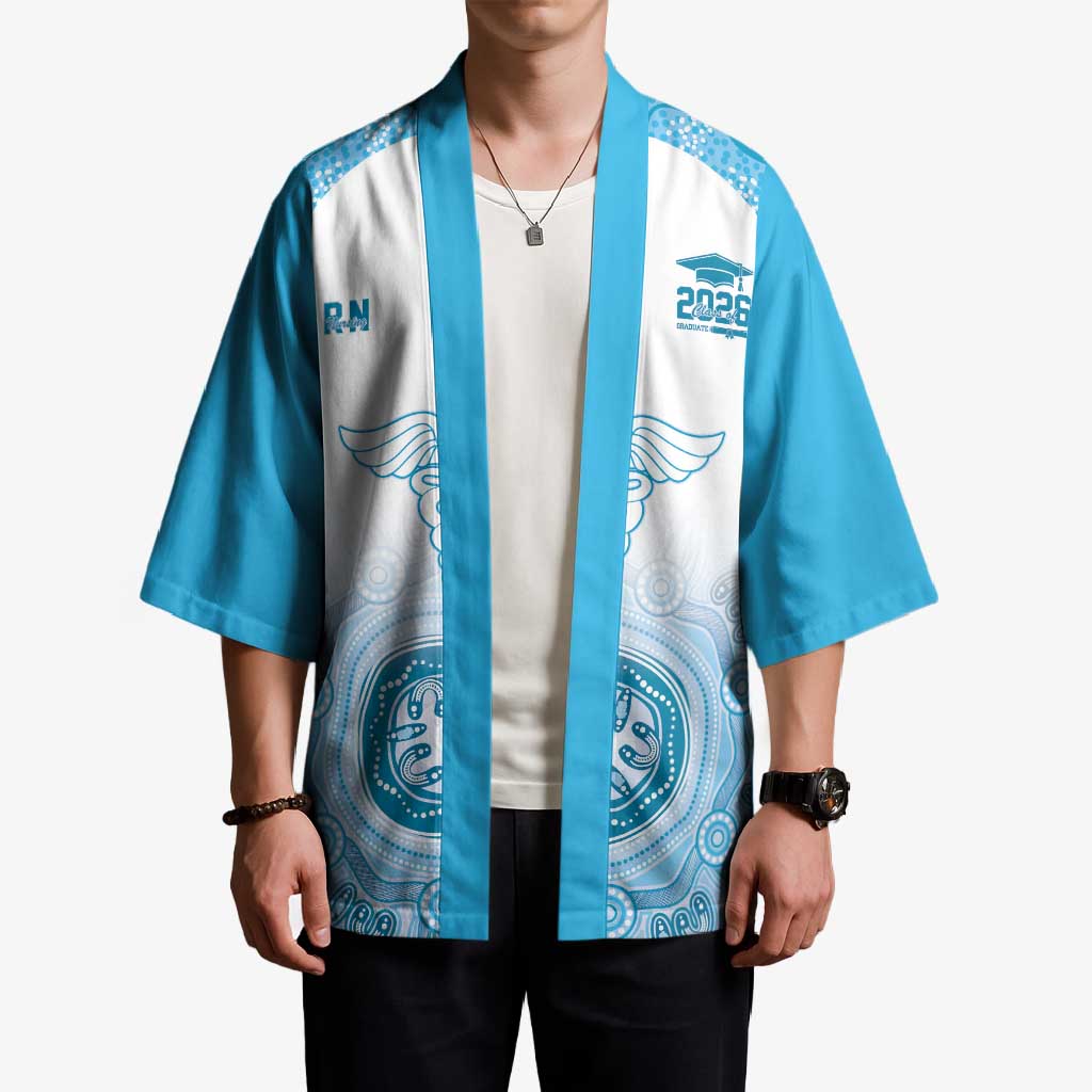 Aussie Nurse RN 2026 Personalised Kimono Blue Aboriginal Art Pattern Cultural Pride