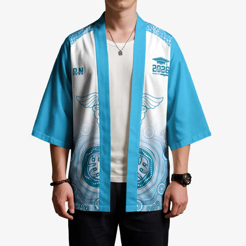 Aussie Nurse RN 2026 Personalised Kimono Blue Aboriginal Art Pattern Cultural Pride