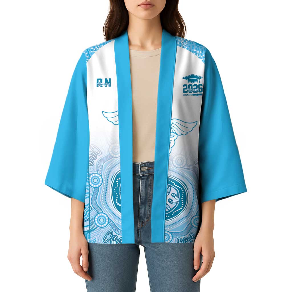 Aussie Nurse RN 2026 Personalised Kimono Blue Aboriginal Art Pattern Cultural Pride