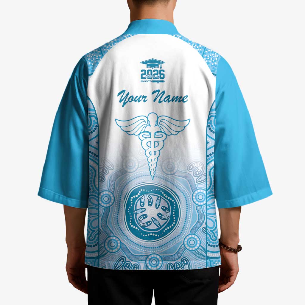 Aussie Nurse RN 2026 Personalised Kimono Blue Aboriginal Art Pattern Cultural Pride